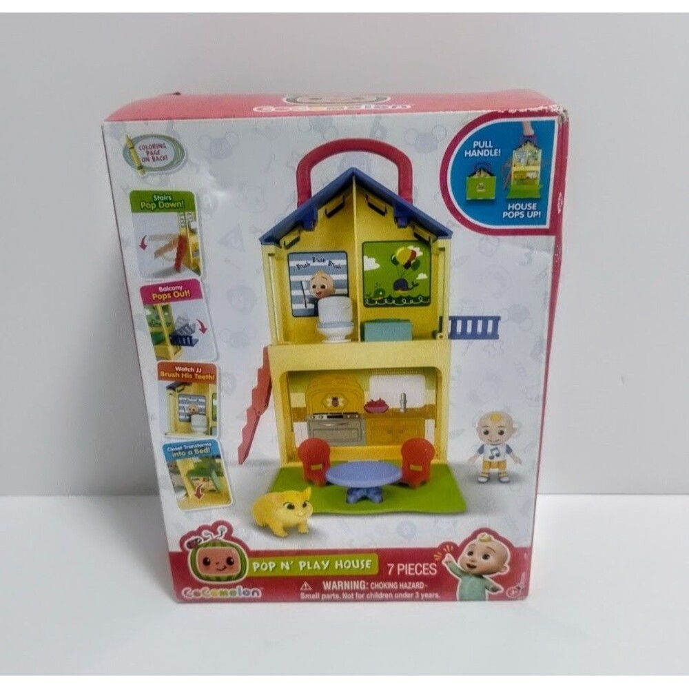 JAZWARES COCOMELON 7 PC POP N’ PLAY HOUSE NEW OPEN BOX READ!!!